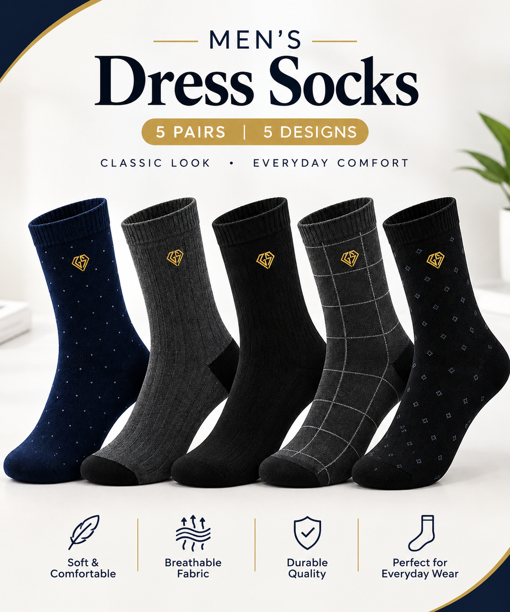 Mens Dress Socks (pack of 5 Pairs)